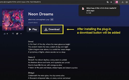 Suno Downloader  from Chrome web store to be run with OffiDocs Chromium online