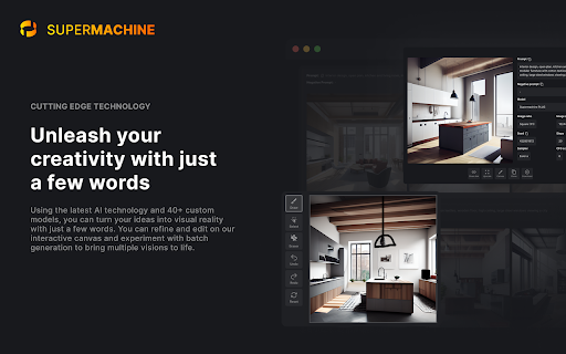 SUPERMACHINE Generate Awesome AI Images  from Chrome web store to be run with OffiDocs Chromium online