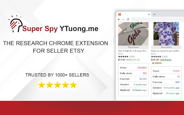 La extensión web Super Spy HeyEtsy.com de la tienda web de Chrome se ejecutará con OffiDocs Chromium en línea