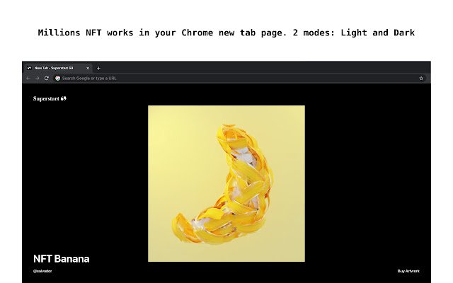 Superstart 69 Millions NFT arts in New Tab  from Chrome web store to be run with OffiDocs Chromium online