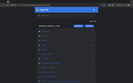 Super Tab  from Chrome web store to be run with OffiDocs Chromium online