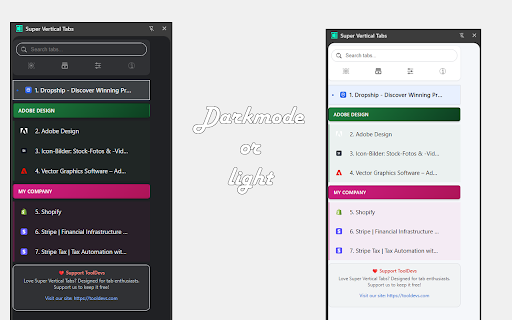 Super Vertical Tabs  from Chrome web store to be run with OffiDocs Chromium online