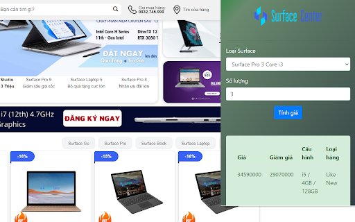 Surface Center  from Chrome web store to be run with OffiDocs Chromium online