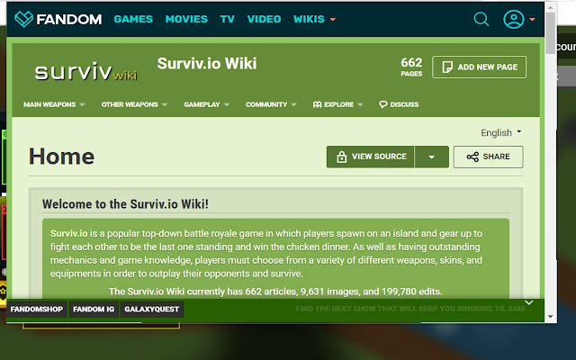 Surviv.io Wiki Extension  from Chrome web store to be run with OffiDocs Chromium online