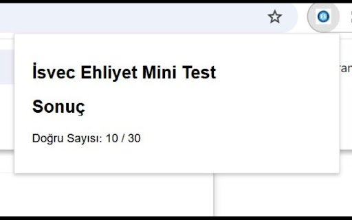İsvec Ehliyet Mini Test  from Chrome web store to be run with OffiDocs Chromium online
