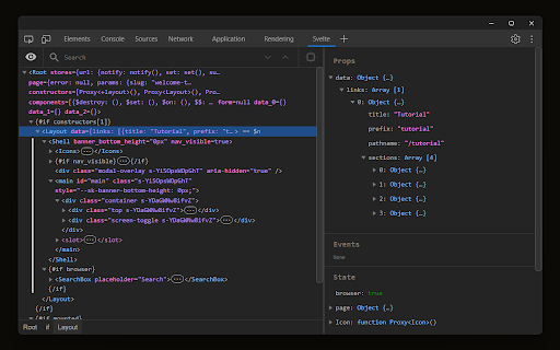 Svelte DevTools  from Chrome web store to be run with OffiDocs Chromium online