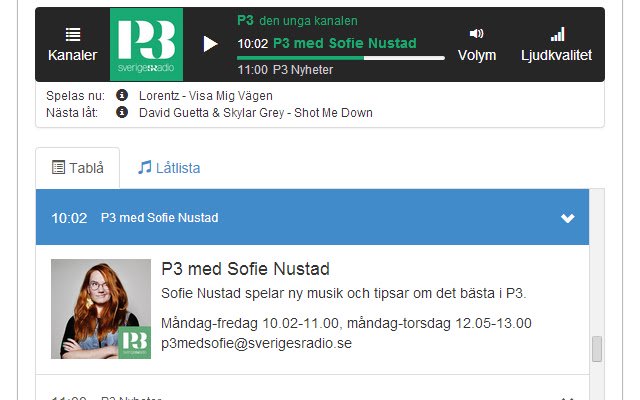 Sveriges Radio Player uit de Chrome-webwinkel om te draaien met OffiDocs Chromium online