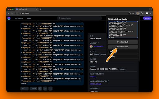 SVG Code Downloader  from Chrome web store to be run with OffiDocs Chromium online