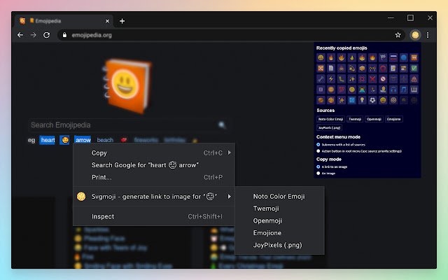 Svgmoji  from Chrome web store to be run with OffiDocs Chromium online