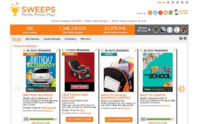 Sweeps By ShopYourWay din magazinul web Chrome va fi rulat cu OffiDocs Chromium online