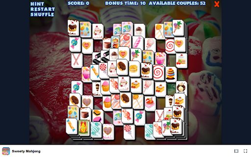Sweety Mahjong Match tiles featuring delicious sweets!  from Chrome web store to be run with OffiDocs Chromium online