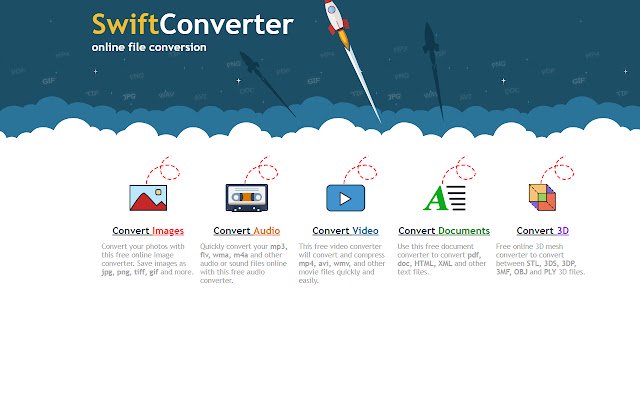 SwiftConverter | Penukar Fail Percuma daripada kedai web Chrome untuk dijalankan dengan OffiDocs Chromium dalam talian