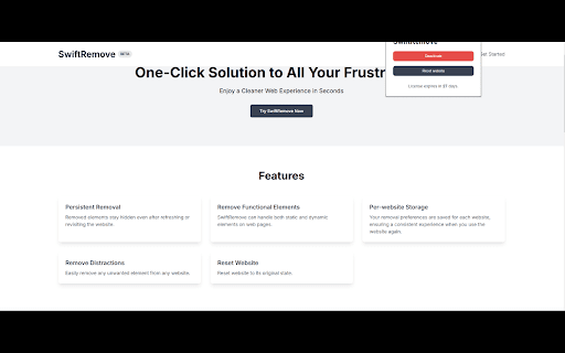 SwiftRemove Extension  from Chrome web store to be run with OffiDocs Chromium online