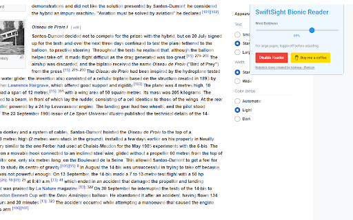 SwiftSight Bionic Reader for ADHD  from Chrome web store to be run with OffiDocs Chromium online