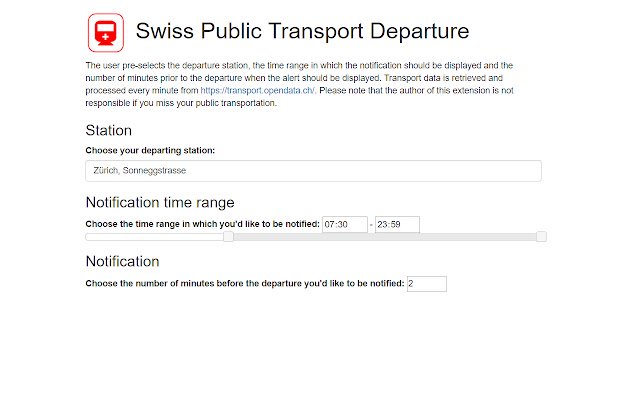 ÖV-Abfahrt der Schweiz aus dem Chrome-Webshop soll mit OffiDocs Chromium online betrieben werden