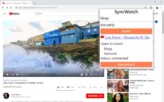 Sync Watch de Chrome web store para ejecutarse con OffiDocs Chromium en línea