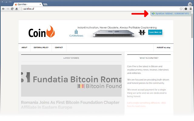 Syndicoin  from Chrome web store to be run with OffiDocs Chromium online