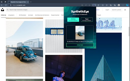SyntheticEye AI Detector  from Chrome web store to be run with OffiDocs Chromium online