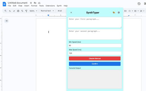 SynthTyper Human Typer for Google Docs  from Chrome web store to be run with OffiDocs Chromium online