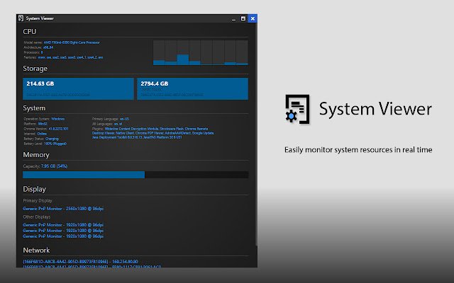 System Viewer mula sa Chrome web store na tatakbo sa OffiDocs Chromium online