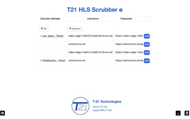 Chrome 网上商店的 T21 HLS Scrubber 将与 OffiDocs Chromium 在线运行