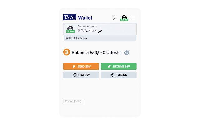 TAAL Wallet จาก Chrome เว็บสโตร์ที่จะใช้งานร่วมกับ OffiDocs Chromium ออนไลน์