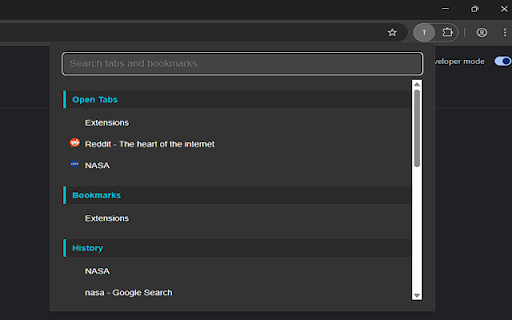 Tab and Bookmark Manager  from Chrome web store to be run with OffiDocs Chromium online
