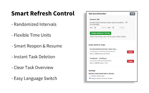 Tab Auto Refresher  from Chrome web store to be run with OffiDocs Chromium online