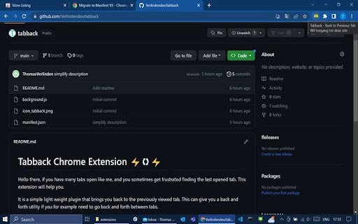 Tabback Back to Previous Tab  from Chrome web store to be run with OffiDocs Chromium online