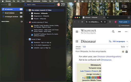 Tabby for Chrome  from Chrome web store to be run with OffiDocs Chromium online