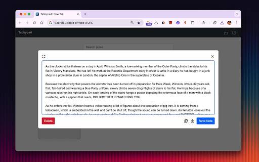 Tabbypad  from Chrome web store to be run with OffiDocs Chromium online