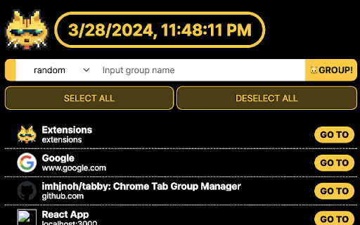 Tabby Simple Tab Group Generator from Chrome web store to be run with OffiDocs Chromium online Tabby Simple Tab Group Generator from Chrome web store to be run with OffiDocs Chromium online