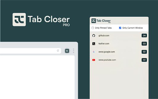 Tab Closer Pro  from Chrome web store to be run with OffiDocs Chromium online