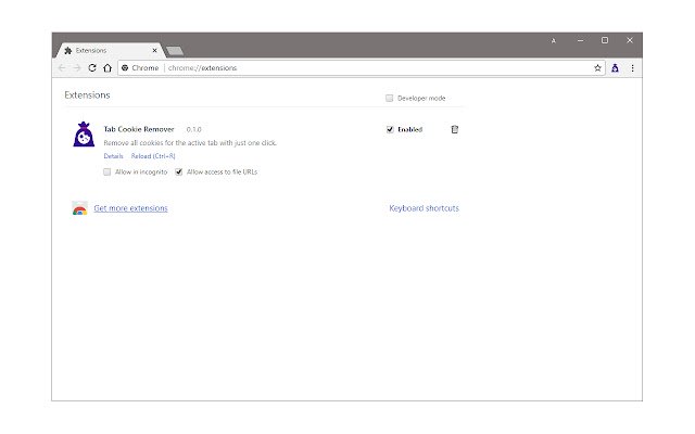 Tab Cookie Remover  from Chrome web store to be run with OffiDocs Chromium online