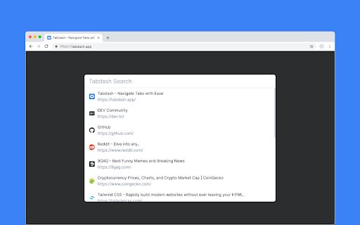 Tabdash Navigate Tabs with Ease  from Chrome web store to be run with OffiDocs Chromium online