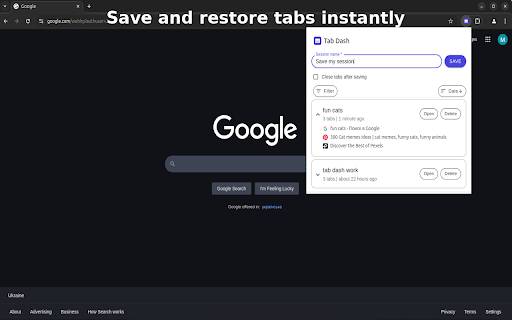 Tab Dash Smart Tab Session Manager from Chrome web store to be run with OffiDocs Chromium online Tab Dash Smart Tab Session Manager from Chrome web store to be run with OffiDocs Chromium online