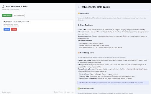 Tab Declutter Tool  from Chrome web store to be run with OffiDocs Chromium online
