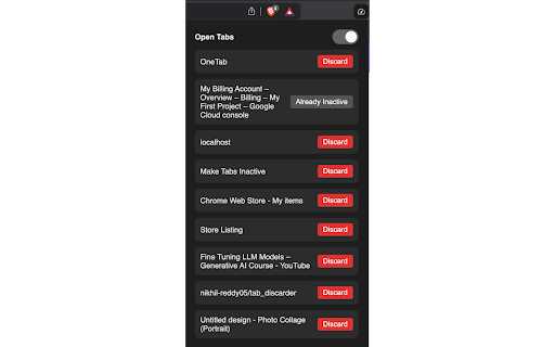 Tab Discarder  from Chrome web store to be run with OffiDocs Chromium online