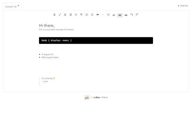 TabEditor  from Chrome web store to be run with OffiDocs Chromium online