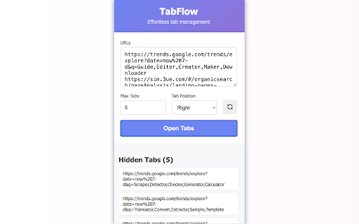 TabFlow  from Chrome web store to be run with OffiDocs Chromium online