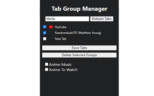 Tab Group Manager  from Chrome web store to be run with OffiDocs Chromium online