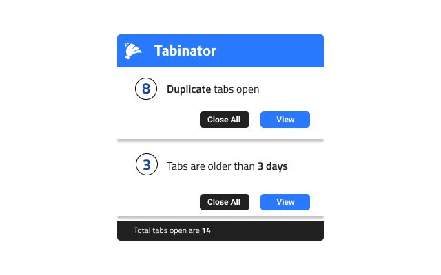 Tabinator: Tab Cleaner mula sa Chrome web store na tatakbo sa OffiDocs Chromium online