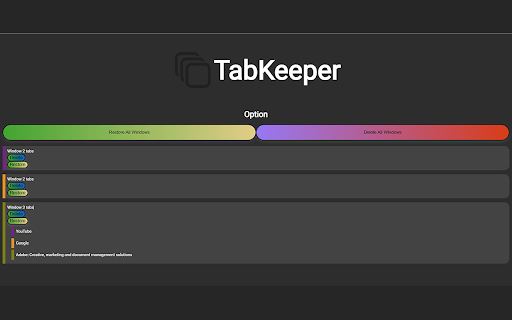 Tab Keeper from Chrome web store to be run with OffiDocs Chromium online Tab Keeper from Chrome web store to be run with OffiDocs Chromium online