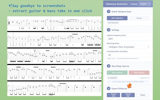 Tablature Extractor  from Chrome web store to be run with OffiDocs Chromium online