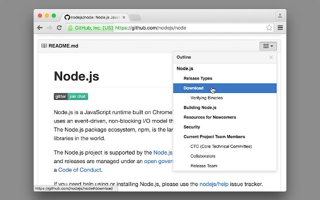 Cuprins pentru GitHub din magazinul web Chrome care va fi rulat cu OffiDocs Chromium online