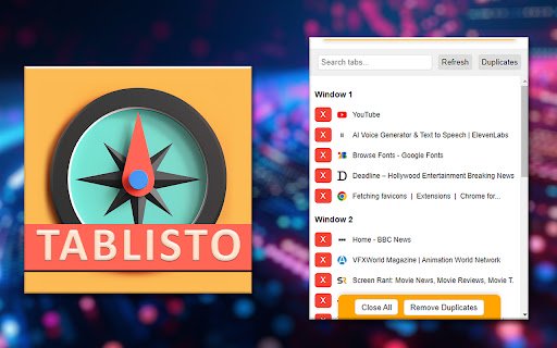 Tablisto  from Chrome web store to be run with OffiDocs Chromium online