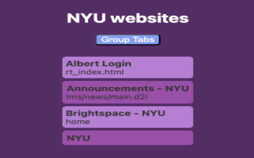Tab Manager for NYU websites  from Chrome web store to be run with OffiDocs Chromium online