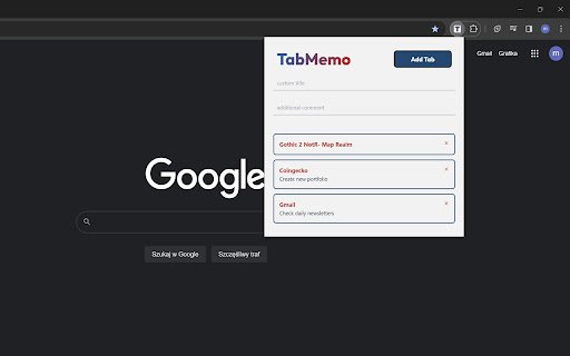 TabMemo  from Chrome web store to be run with OffiDocs Chromium online