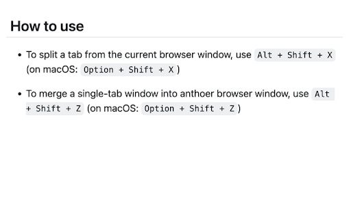 Tab Merger Splitter  from Chrome web store to be run with OffiDocs Chromium online