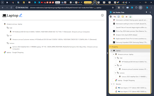 Tab Nodes Tree Vertical Tree Style Tabs in Side Panel  from Chrome web store to be run with OffiDocs Chromium online